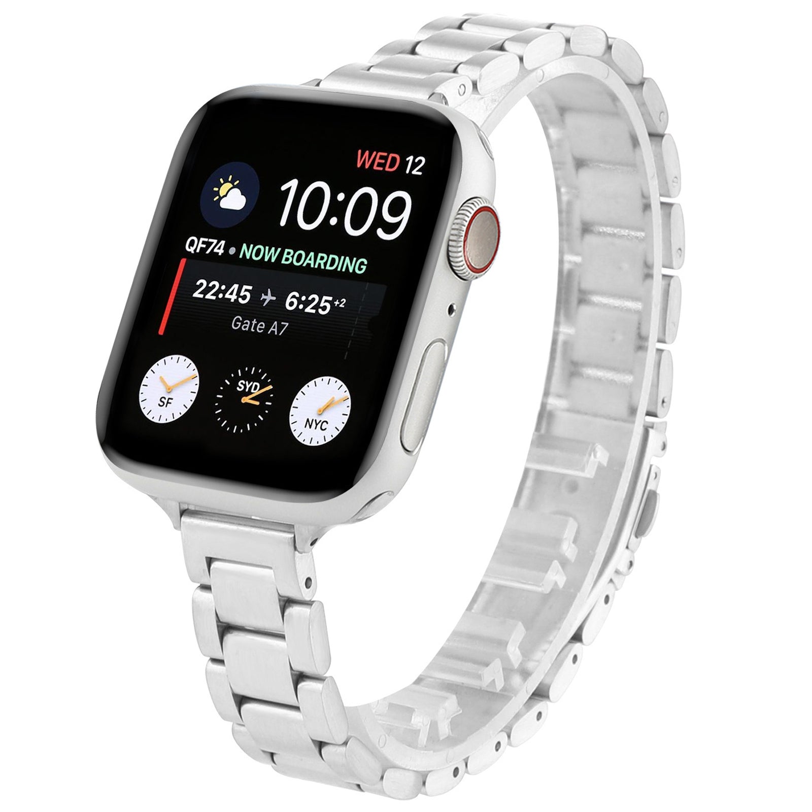 For Apple Watch Ultra Ultra 2 49mm Series 8 9 7 45mm Series 6 5 4 SE (2022) (2023) SE 44mm Series 3 2 1 42mm Three Beads Metal Watch Band Slim Bracelet Strap For Apple Watch Ultra Ultra 2 49mm Series 8 9 7 45mm Series 6 5 4 SE (2022) (2023) SE 44mm Series 3 2 1 42mm Three Beads Metal Watch Band Slim Bracelet Strap